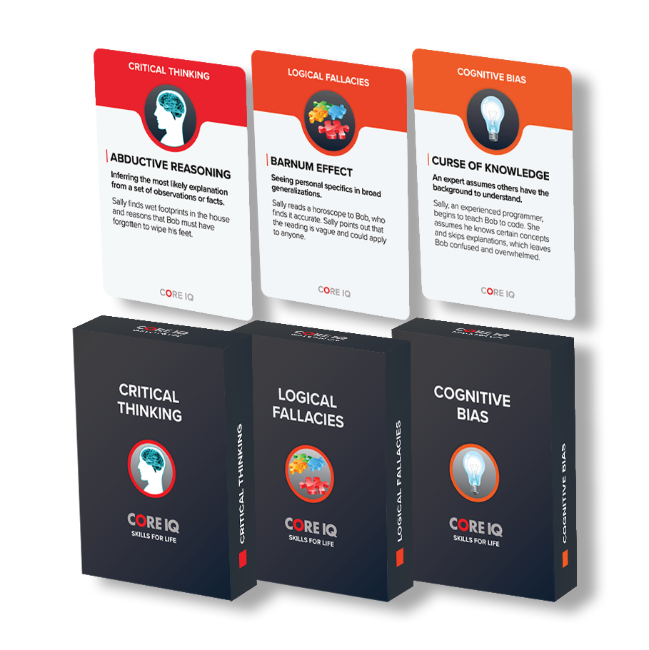 Core IQ ME bundle: Critical Thinking, Logical Fallacies, and Cognitive Bias card decks